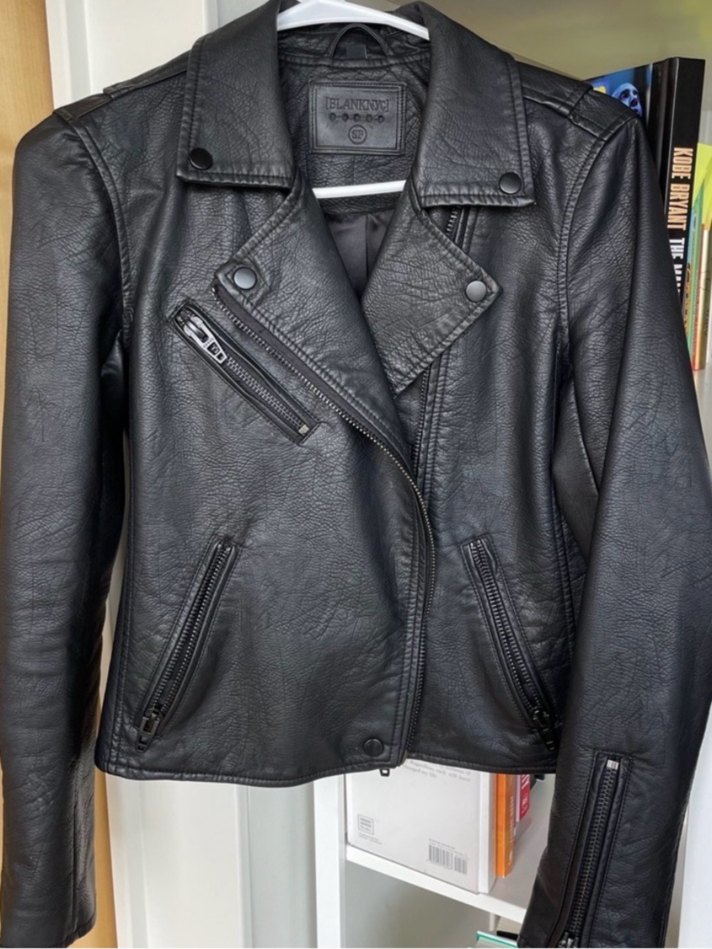 Blank NYC Black Faux Leather Asymmetrical Moto Jacket